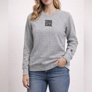 SoulCycle “Soul Soul” Grey Cotton Crewneck Sweater Top